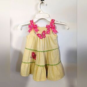 Infant Girl Dress Ribbon Yellow and Pink NEW